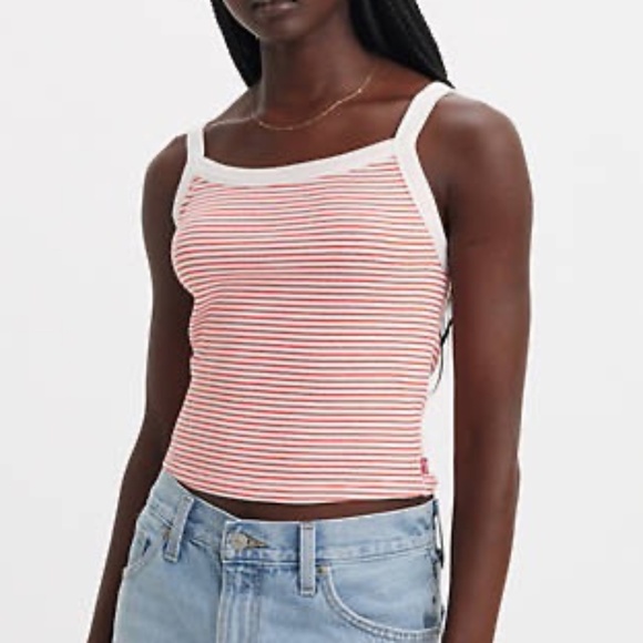 Levi’s | The Essentials Sporty Rib Tank | Size S | Red & White Stripe - Picture 1 of 6